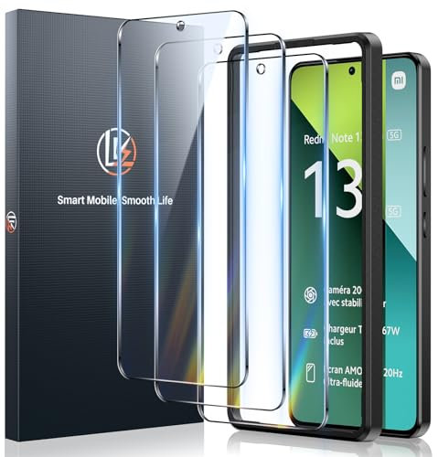 LK 3pcs Verre Trempé Redmi Note 13 Pro, Anti-Rayures et sans Bulles d'Air, Contenir 3pcs Protection écran avec Cadre d'Installtion (Ultra HD)