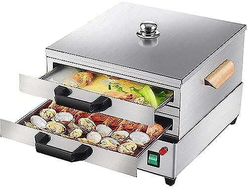 Machine à vapeur pour rouleaux de nouilles de riz – Cuiseur vapeur multifonction pour faire cuire des petits pains à la maison avec 2 tiroirs + 1 cuiseur vapeur