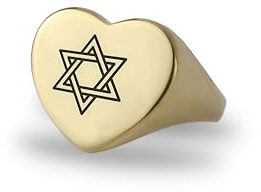 ANEMONE JEWELRY Herz Davidstern Ring - Magen David Siegelring - Herzförmiger Ring - Jüdischer Geschenkring