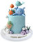 17 PCS Under the Sea Cake Decorations Ocean Animals Cake Topper with Cake Balls Decorations for Under the Sea Theme Boys Girls Baby Shower Birthday Party Supplies