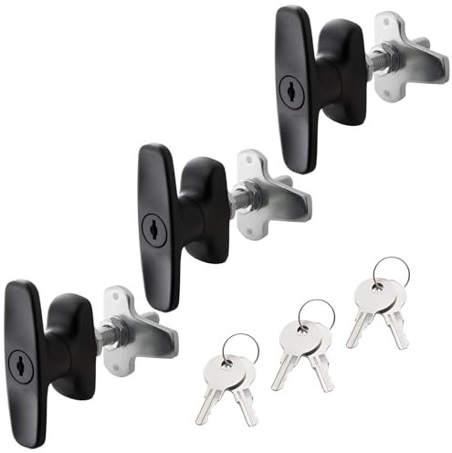 evan T Handle Lock, Truck Topper T Handle Latch for Truck Cap Canopy Camper Shell Toolbox Pickup Trailer with Keys, 3 Pack