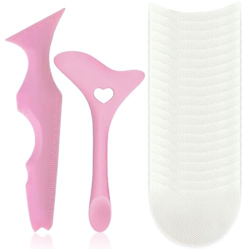 BEPSYOM 2pcs Pochoir Eyeliner Multifonctionnel, Réutilisable, Aide pour Débutants et Professionnels, Silicone Eye Liner Tampon, Outil de Maquillage (Violet)