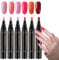 6PCS Nail Polish Pens, 3-in-1 Gel Nail Polish Pen Set, Polishey Nail Polish Pens Nail Art Tools, Quick-Dry Soak off UV LED Nail Art Pens for Women and Girls
