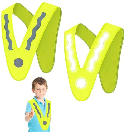2pcs Gilets de Sécurité pour Enfants,Gilet Réfléchissant pour Enfants,Gilet Jaune Enfant,Gilet réfléchissant en Forme de V,Gilet De Sécurité Haute Visibilité,Convient Aux Enfants,pour le cyclisme