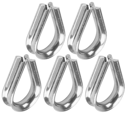 cyclingcolors 5x Guardacabos de Acero Galvanizado Dedales para Cuerda Cable Metalico Abrazaderas Tendedero Cuerda Construcción Náutico, 4 mm