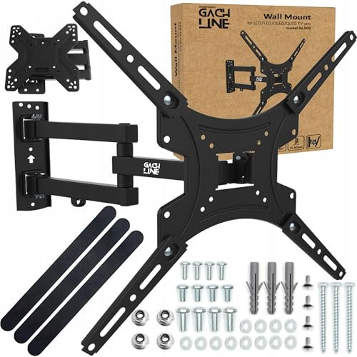GACHLINE - Supporto da parete per TV da 13 a 60 pollici, orientabile e inclinabile, max. VESA 400 x 400 cm, max. 35 kg, con fascetta, per TV LED LCD OLED piatto/curvo