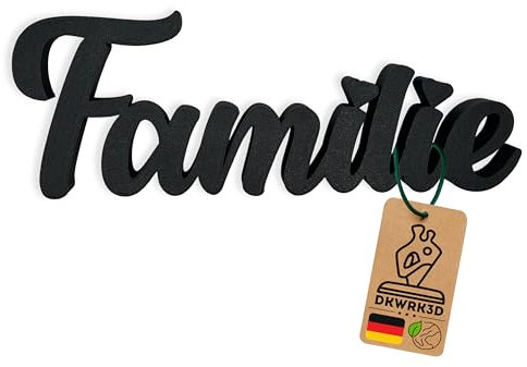 DKWRK3D Familie Schriftzug - Family Aufsteller - Deko - Home Schild Moderne - Wohnzimmer Dekoration zum hinstellen - Wohndekoration Flur - Regal Figur - Deko für zu Hause aus Kunststoff