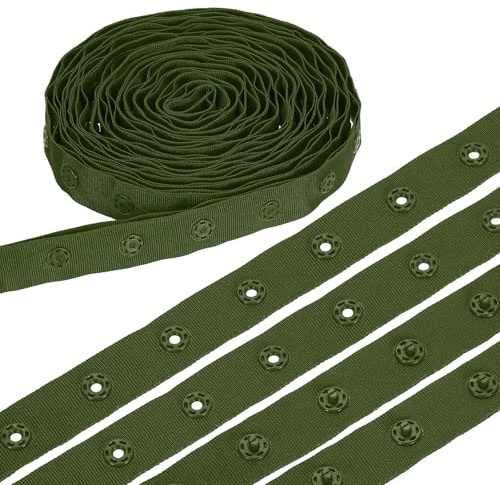 sourcing map 8 Yard Snap Button Tape, Polyester Plastic Snap Button Trim, Sewing Press Stud Ribbon Replacement for DIY Craft Clothes Fabric Sewing, Dark Green