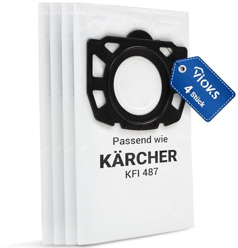 VIOKS 4x Staubsaugerbeutel aus Vlies Ersatz für Kärchеr KFI 487 2.863-006.0 Vliesfilterbeutel - Kärchеr Filtertüten Staubsauger Beutel für Kärchеr Nass Trockensauger WD4 WD5 WD5P WD6 MV4 MV5 MV6
