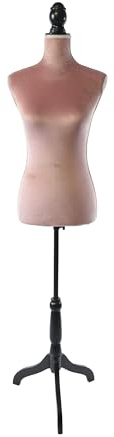 Relaxdays Schneiderpuppe, weiblich, Größe 36/38, höhenverstellbar 130–167 cm, Samt, Holzständer, Nähpuppe, Farbwahl