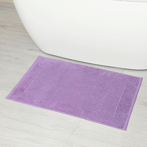 Linens Limited - Non Slip Bath Mat, Bathroom Accessory for Spa Experience, Soft and Luxurious, Turkish Cotton, Super Absorbent Long Rug, Machine Washable (Lilac)