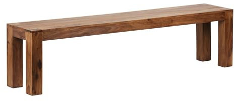 WOHNLING Esszimmer Sitzbank Massiv-Holz Sheesham 180 x 45 x 35 cm Design Holz-Bank Natur-Produkt Küchenbank Landhaus-Stil dunkel-braun Bank 4-Sitzer für innen ohne Rücken-Lehne Echt-Holz unbehandelt