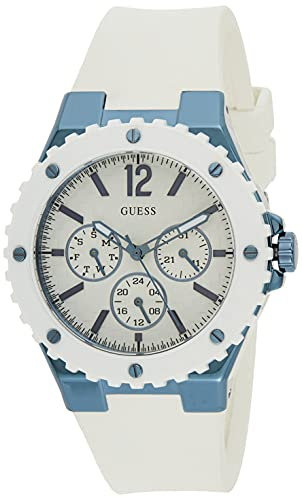 Guess Damen Analog Quarz Uhr mit Silikon Armband W0149L6