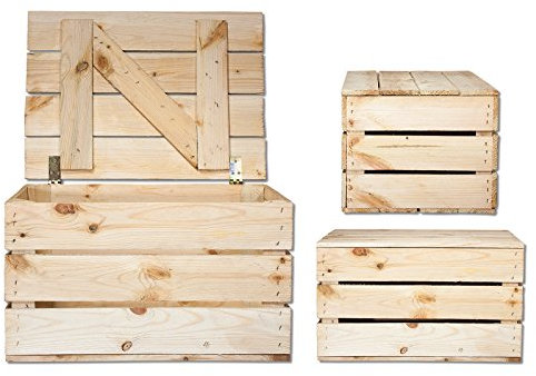 Obstkisten Online 1x Neue helle Holztruhe (kleinste Größe)
