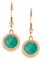 Quiges Rose Gold Stainless Steel 12mm Mini Coin Drop Earring and Natural Turquoise Stone Coin with Fishhook Closure