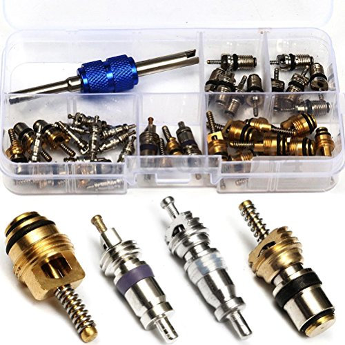 40 Pièces A/c Kit De Soupape Schrader Noyau De Valve R134a Démonte-pneu Kit De Recharge De Alternatif De Voiture Noyau De Climatisation Outils Auto Adaptateur
