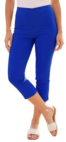 Roman Cropped Trousers for Women UK Ladies Capri Leggings Summer Pants Short Crop Stretch 3/4 Length Three Quarter Pedal Pusher Clothes Elasticated Bengaline Cut Off