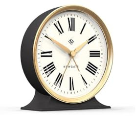 NEWGATE® Hotel alarm clock | Art deco | Blizzard grey | Round | Analogue no tick | Arabic dial | Silicone finish