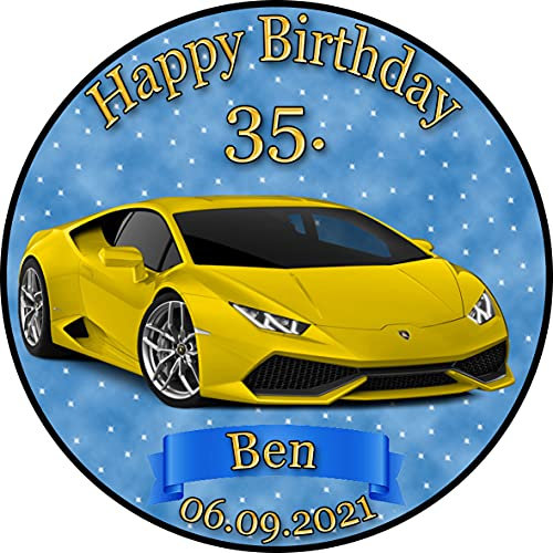 Tortenaufleger Fototorte Fahrzeuge Lamborghini FZ06 (Zuckerpapier) Rund 20 cm Ø ohne Foto