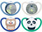 NUK Space Schnuller 4er Set |2x Space Night mit Leuchteffekt | Silikon | 6-18 Monate | mit extra Belüftung und kiefergerechter Form Jungen, mehrfarbig