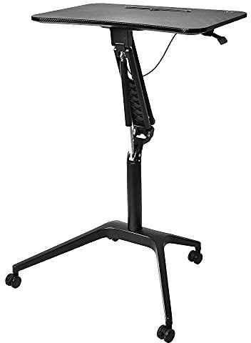 REKT R-Desk Mobile Black - 71,5 x 47,5 cm - Petit Bureau Petit Espace Mobile Télétravail, Table Assis Debout, Poste de Travail à roulettes, Hauteur réglable de 75,5 à 106 cm