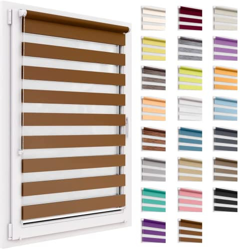 Doppelrollo ohne Bohren, 65x150cm Stoffgröße, Duo Rollo Klemmfix, Easyfix, lichtdurchlässig und verdunkelnd, Day&Night, Klemmrollo Sonnenschutzrollo Fensterrollo für Fenster & Türen