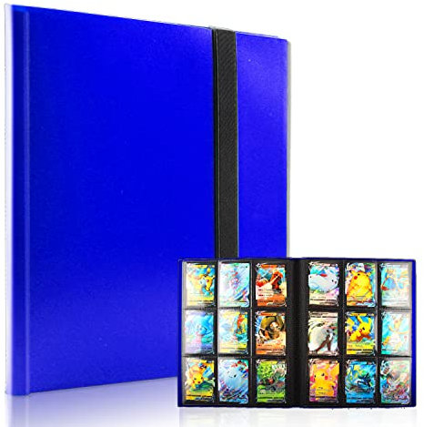 Karten Album, Karten Hefte, Karten Ordner, 9 Pocket Sammelalbum, Karten Sammelalbum Groß, Sammelmappe Karten, Sammelkarten Album, Sammelkartenalbum Kartenalbum, Bietet Platz für Bis zu 360 Karten(blue