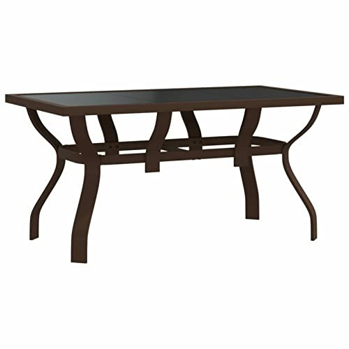 Tidyard Gartentisch Garten-Esstisch Terrassentisch Balkontisch Gartenmöbel Buffettisch Campingtisch Beistelltisch Couchtisch Partytisch für Garten, Braun und Schwarz 140x70x70 cm Stahl und Glas