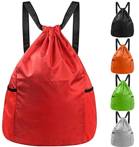 HexinYigjly Wasserdichter Turnbeutel & Rucksack mit Kordelzug, Sport- & Schwimmtasche, Gymsack für Herren & Damen, ideal für Schule, Reisen, Fitness & Schwimmen, (Rot)