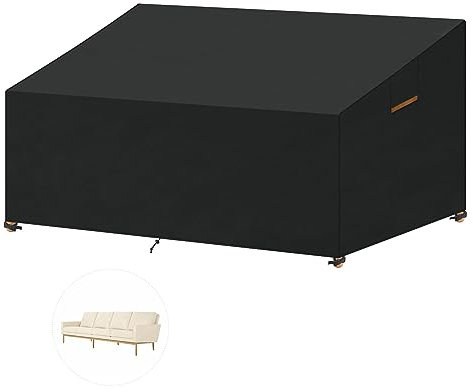 SanGlory Housse Canape Jardin, 3 Places Couverture de Canapé Exterieur Housse Imperméable pour Banc de Jardin, Housse de Protection pour Canapé Exterieur Housse pour Salon de Jardin, 215x99x61/89cm