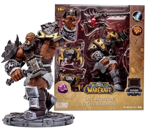 McFarlane World of Warcraft Orc: Shaman / Warrior (Epic) Actionfigur, 15,2 cm, Episches Detail, Austauschbares Zubehör, Orc Legacy, Collectible Warcraft Merchandise, Display Base Included