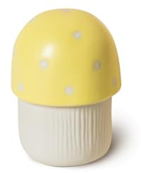 RESVUGA Supporto per stuzzicadenti ceramico fungo con coperchio, erogatore di stuzzicadenti in cotone ad alte prestazioni in porcellana piccolo barattolo di stoccaggio di caramelle. (Giallo)