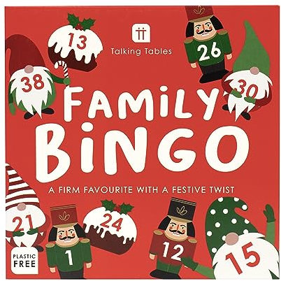 Talking Tables Weihnachts-Bingo-Spiel für die Familie mit einem festlichen Twist, Weihnachtsspaß für Kinder und Erwachsene: Ideale Geschenkidee für Jungen oder Mädchen