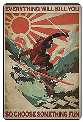 Ski-Liebhaber-Vintage-Blechschild aus Metall für Zuhause, Café, Büro, Wandkunst, Metall-Poster, Garage, Dekoration, Männerhöhle, Schild