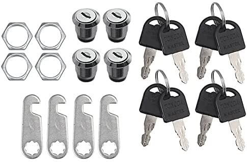 Euro-Zylinderschloss, Zylinderschloss, 4 Stück, 16 mm, 20 mm, 25 mm, 30 mm, Nockenschloss, Türzylinder, Schublade, Schrank, Briefkasten, Schließfach, Schrank, 2 Schlüssel for Holz, Metall, Glastür (Fa