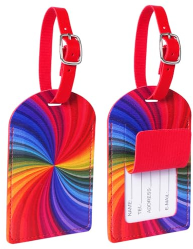 flintronic 2 Stück Kofferanhänger Koffer, PU Leder Gepäckanhänger, Tags mit Namensschild Adressschild, Kofferanhänger Koffer Reisezubehör
