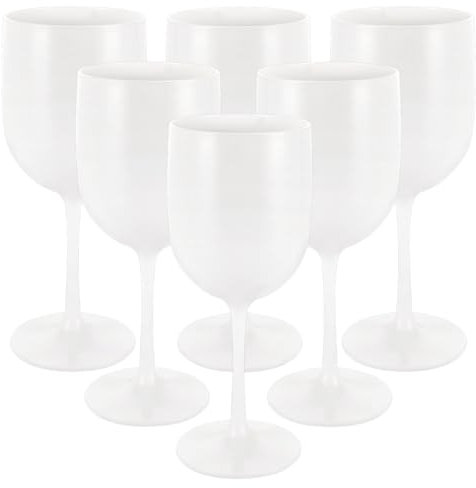 MUXHEL 6 Stück 500ml Kunststoff Weingläser, Mehrweg Weingläser Plastik, Cocktailgläser, Camping Kunststoffgläser, weiß