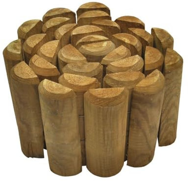 PaMeer Wooden Garden & Lawn Edging Fences, Durable, Garden Fences, Border Edging, Picket Fence Panels, Lawn Edge Panels, Lawn-Edging Horizontal Log, Easy-to-Install (1.8x0.15M Border Roll)