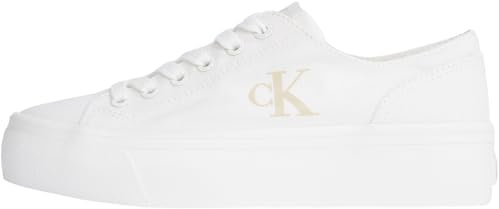 Calvin Klein Baskets Vulcanisées Femme Flatform Basses, Blanc (Triple Bright White), 36
