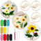 Allazone 3 Stück Punch Needle Stickerei Set für Anfänger, Stanznadel Stickerei Starter Kit mit Instruction Stanznadelstoff Muster Set, Sonnenblumen Muster