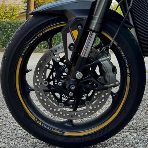 LABELBIKE Motorradfelgenaufkleber kompatibel mit Triumph | Street Triple 765 RS, Streifen, Felgen, Tuning-Kit, Dekoration