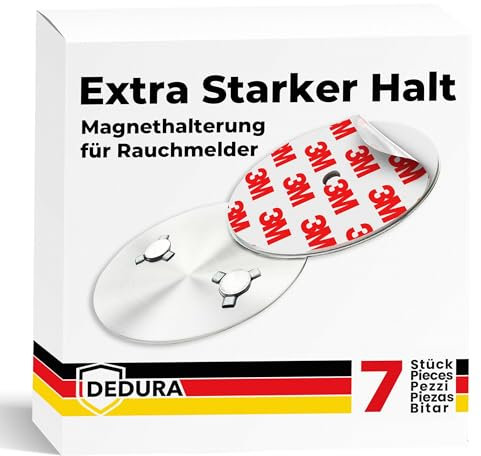 Rauchmelder Magnethalter 7er Set mit extra starken Klebepads - ohne Bohren und Schrauben - Magnethalterung geeignet für alle gängigen Rauchmelder und Feuermelder - Selbstklebende Befestigung