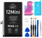 EFaith Akku für iPhone 12 Mini 4350mAh Ersatzakku Hohe Kapazität 0 Zyklen mit Professionelle Reparatur-Werkzeugsets und Kleber für Modell A2176, A2398, A2399, A2400