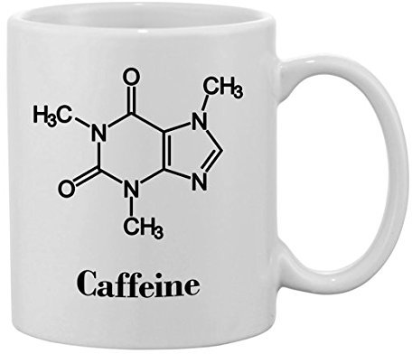 Taza de cafeína con fórmula química, novedosa ciencia geek