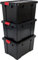 Iris Ohyama, Boîtes de rangement plastique avec couvercle et fermeture à Clips, 68L, Lot de 3, Empilables, Emboîtable, Sans BPA, Grenier, Cabanon, Garage, Garage, SK-700, Noir