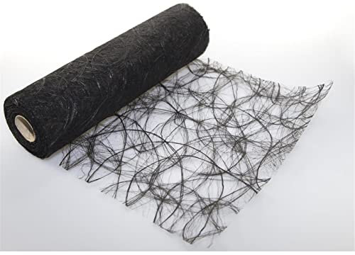 Protinam Sizoweb 30cm x 25m Tischläufer Tischband in Schwarz zur Dekoration wie Sommer, Ostern, Weihnachten oder Hochzeiten abgelängt (25m, schwarz 1101)