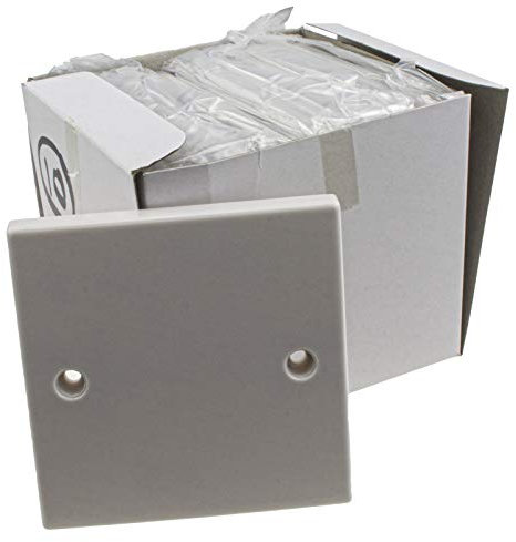 Kenable 1 Gang Blanking Plate for Single Gang Back Box - White Finish + Screws [10 Pack]