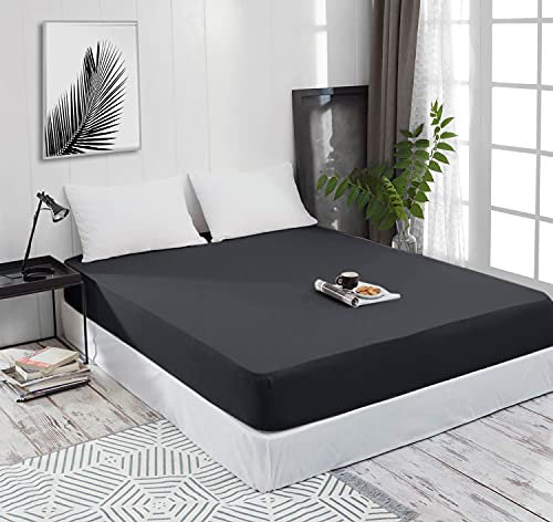 Spannbettlaken Jersey Spannbetttuch 100% Baumwolle Bettlaken Spannbettuch Laken 28 Farben, Größe:200 x 220 cm, Farbe:Antrazit