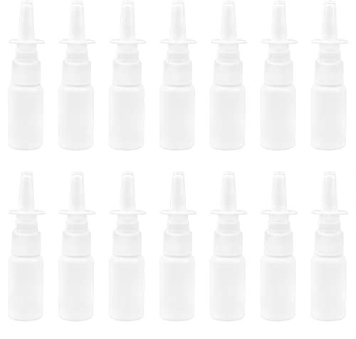 AUEAR, Leere nachfüllbare Nasenspray-Flaschen aus Kunststoff, 20 ml, Weiß, 15 Stück