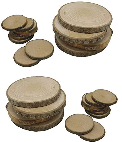 Baumscheiben Holzscheiben Natur Holz für Dekoration DIY Bastel Ø 9/5 cm 26 Stück Set